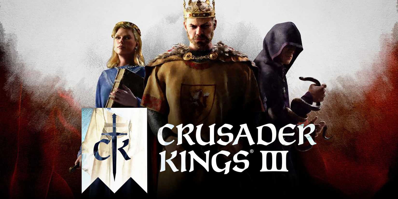 Crusader Kings 3 key art with custom game logo 2x1 composite