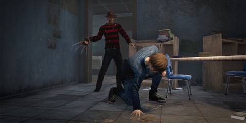 Freddy Krueger about to attack Quentin Smith