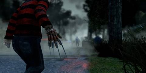 Freddy Krueger chasing Quentin Smith along an open road