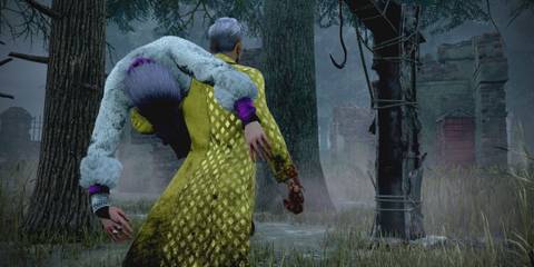 The Trickster carrying Yun-Jin toward a hook