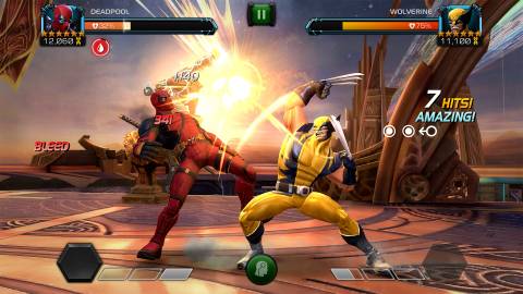 Deadpool and Wolverine Fighting in Marvel Contest of Champions
