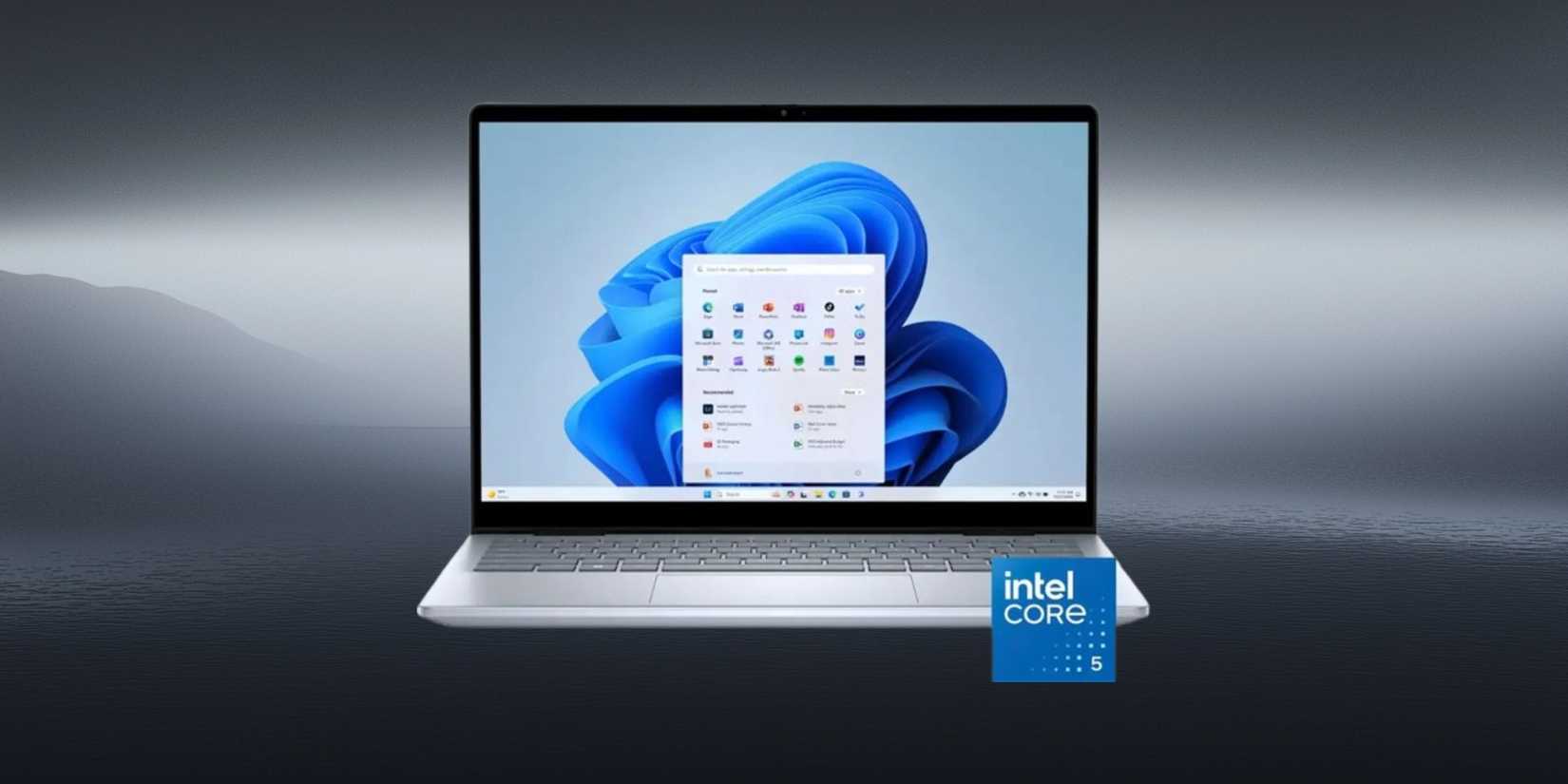 Image of the Dell Inspiron 14 2-in-1 with a black background. 