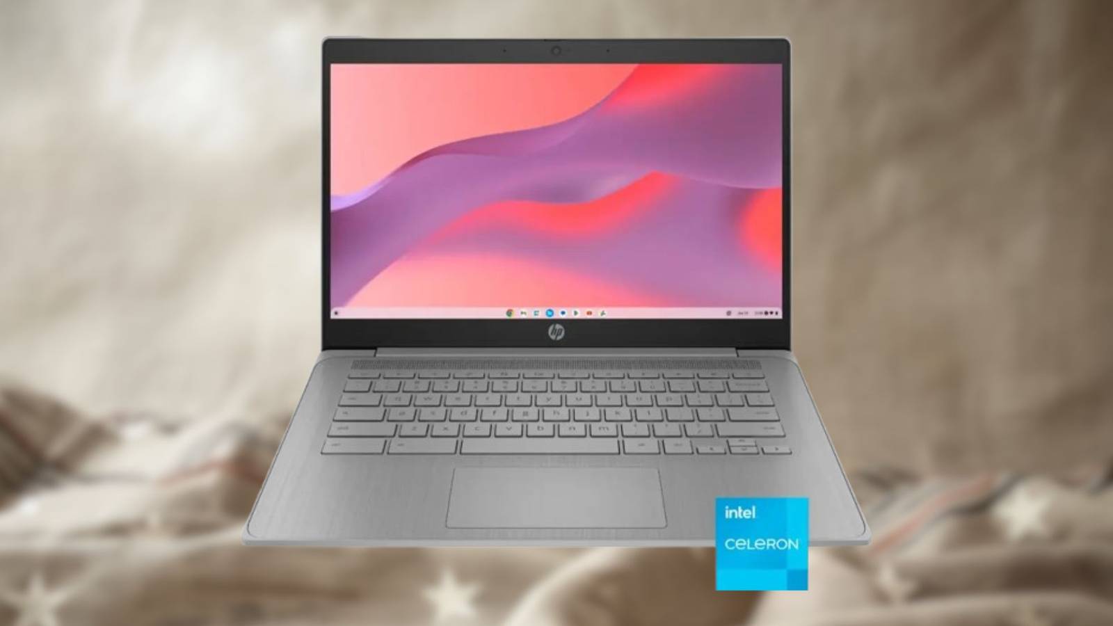 Image of a Chromebook on a white background. 