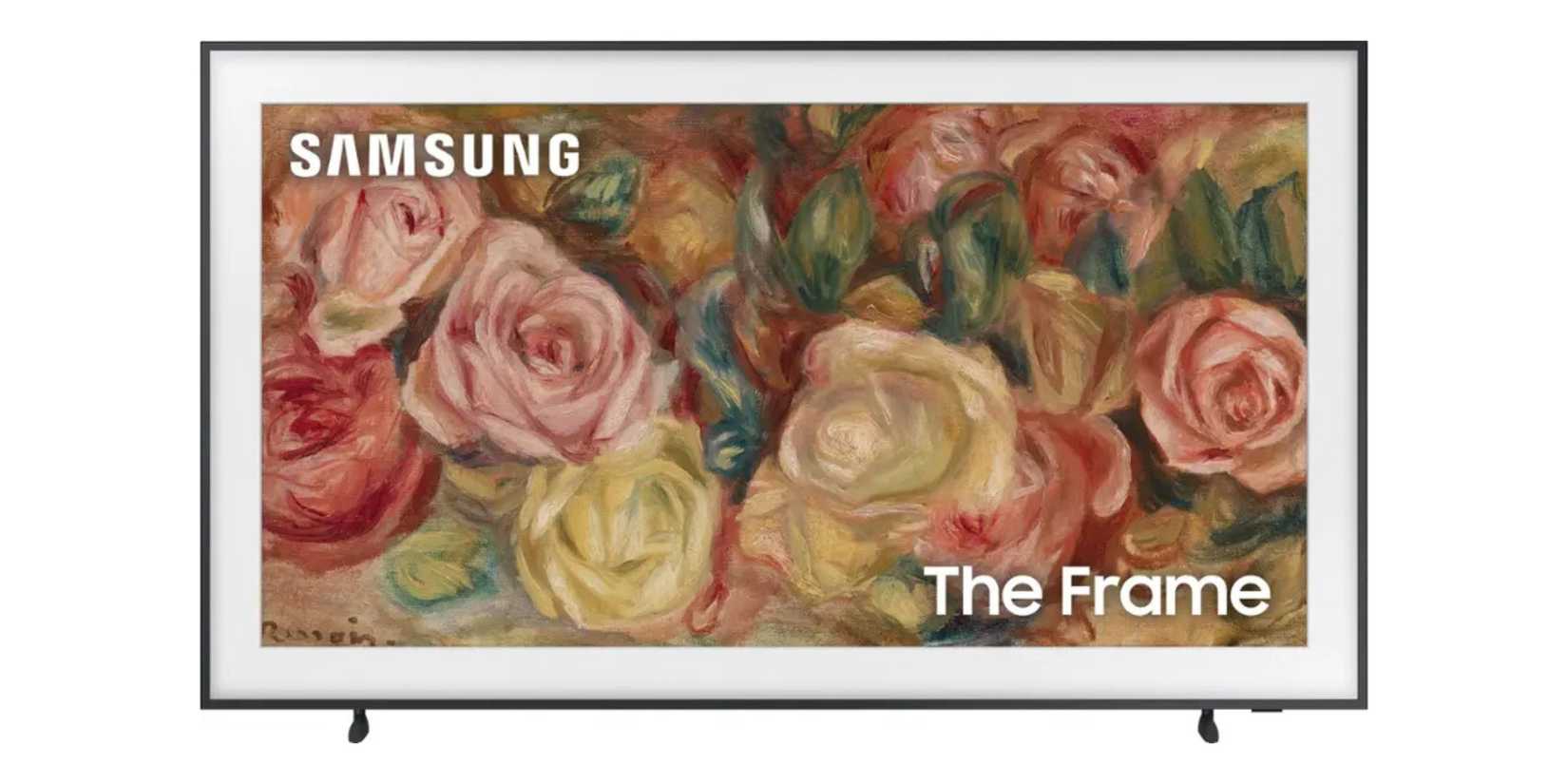 Image of a samsung frame tv on a white background. 
