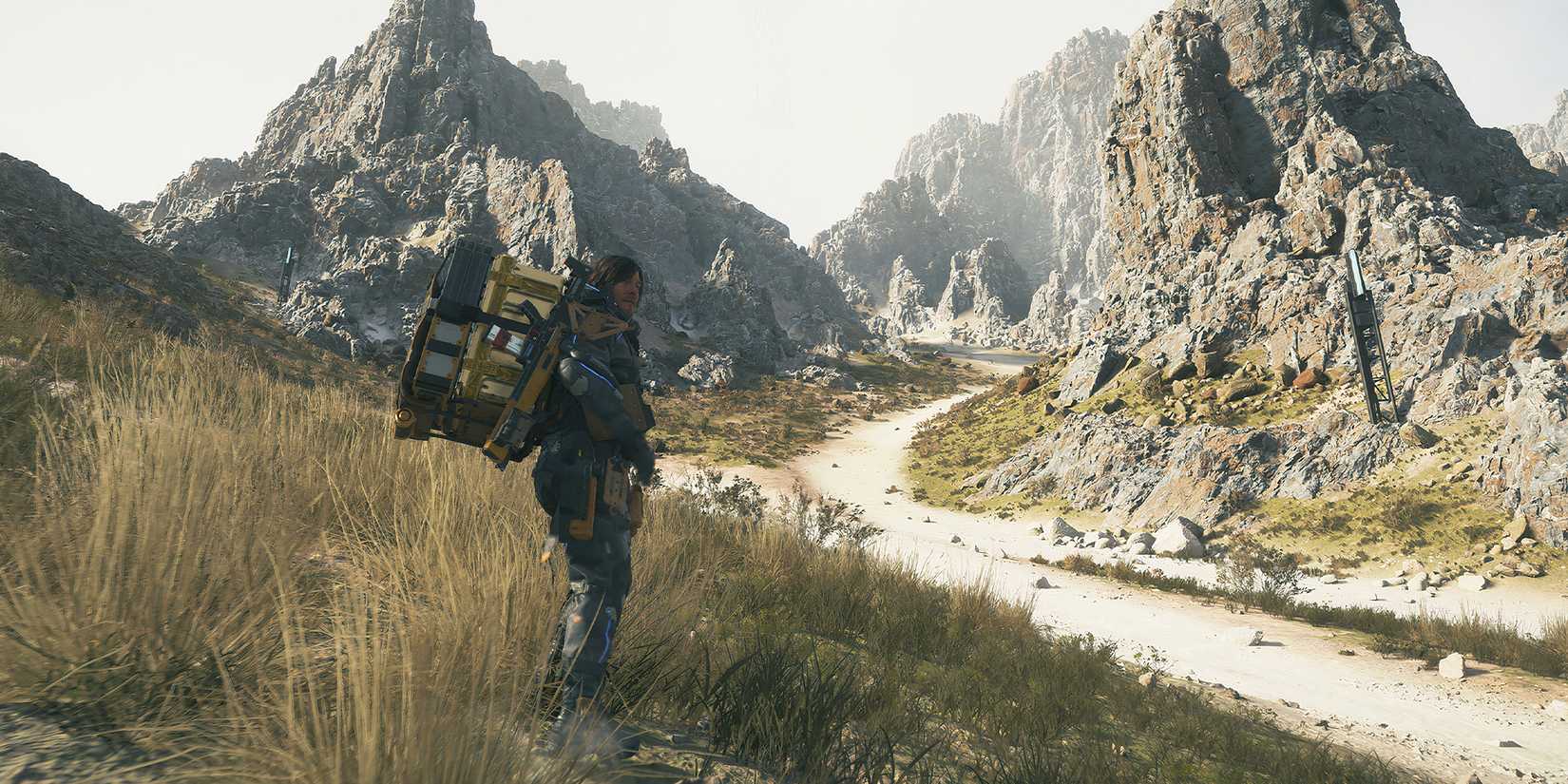 Death Stranding 2 Sam going through mountains