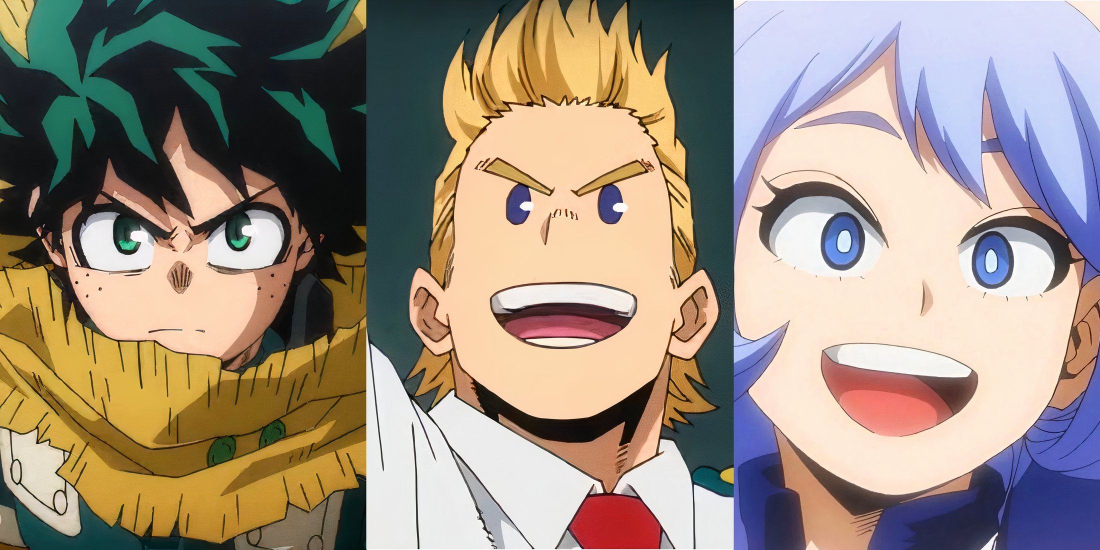 Deku, Mirio Togota, and Nejire Hado from My Hero Academia