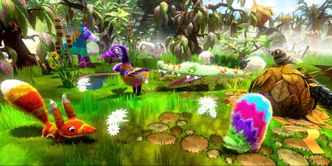Different animals gathered in a clearing in Viva Pinata