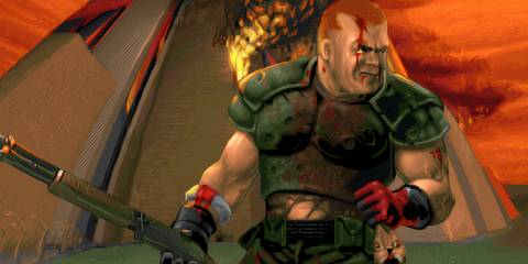 The Doom Marine in Doom 2: Hell On Earth