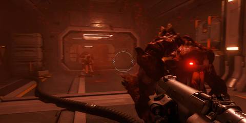 The Doom Slayer fighting zombies and a Pinky in Doom (2016)