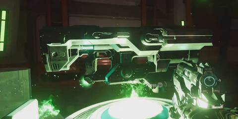 The Doom Slayer finding the BFG-9000 in Doom (2016)