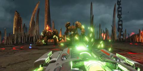 The Doom Slayer charging the BFG-9000 in Doom (2016)