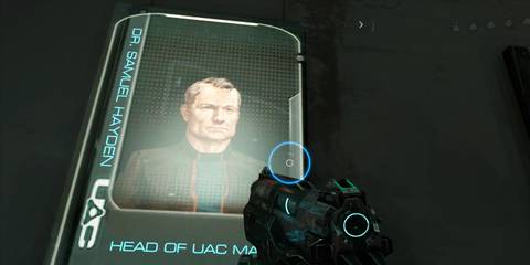 A view of Dr. Samuel Hayden's human form in Doom (2016)