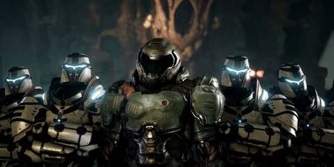 The Doom Slayer with the Night Sentinels in Doom (2016)