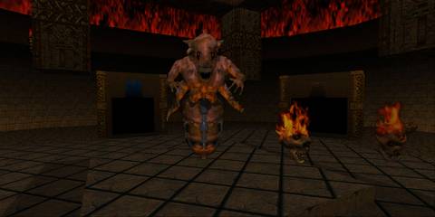 The Doom Marine encountering the Mother Of All Demons in Doom 64