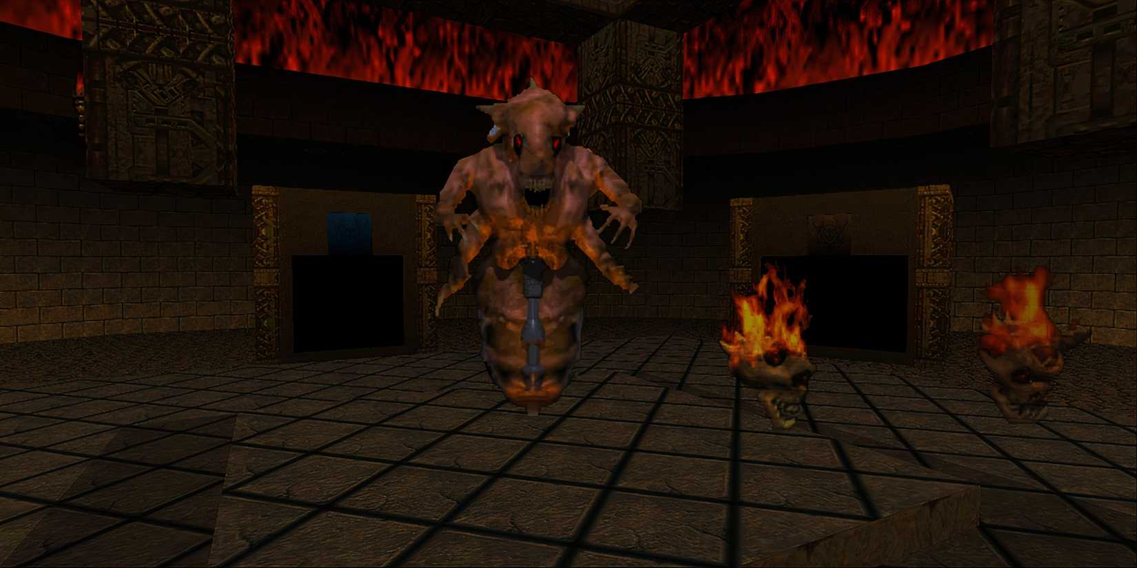 The Doom Marine encountering the Mother Of All Demons in Doom 64