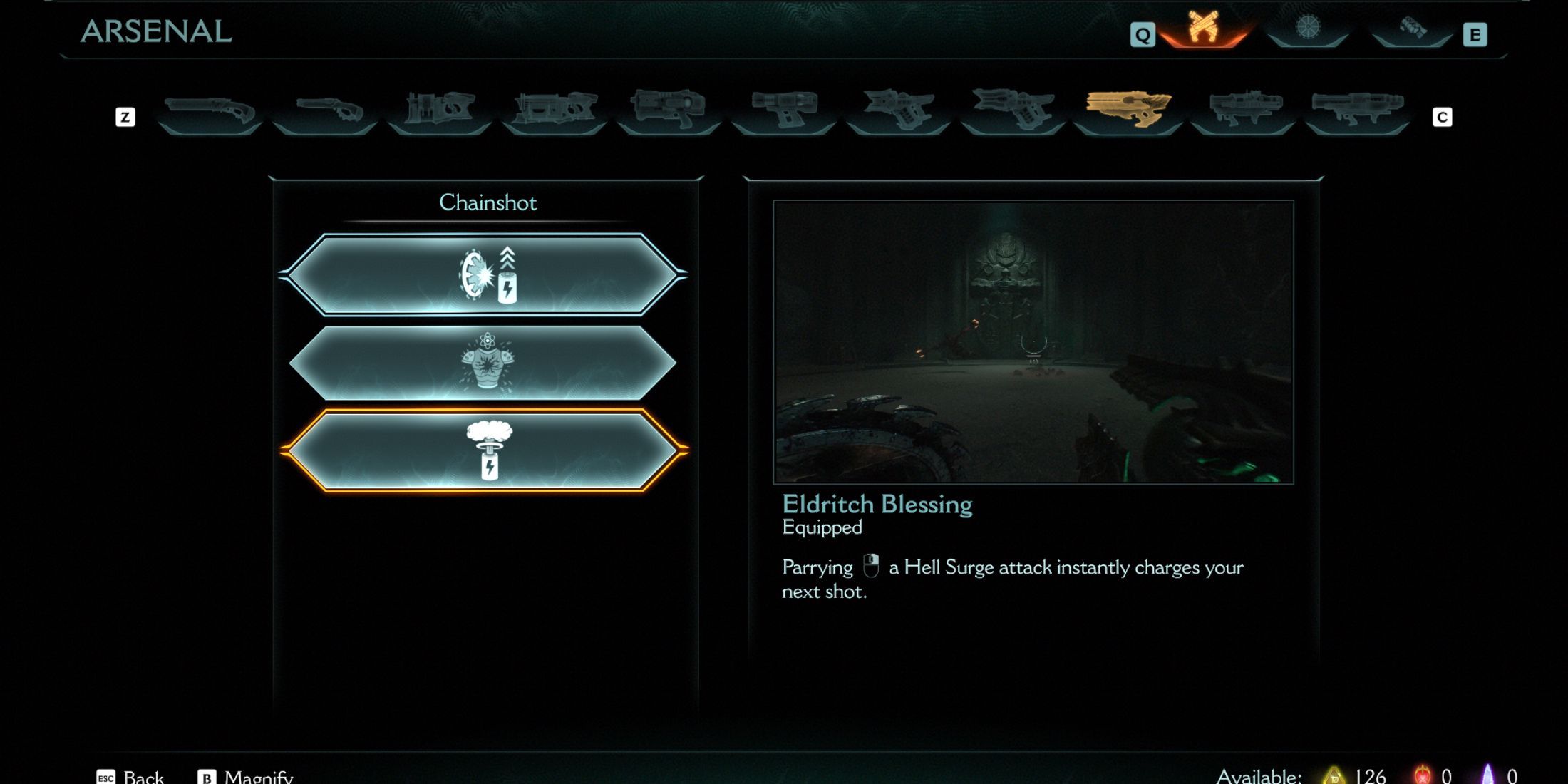 The Eldritch Blessing upgrade for the chainshot is by far one of the most powerful upgrades in Doom: The Dark Ages