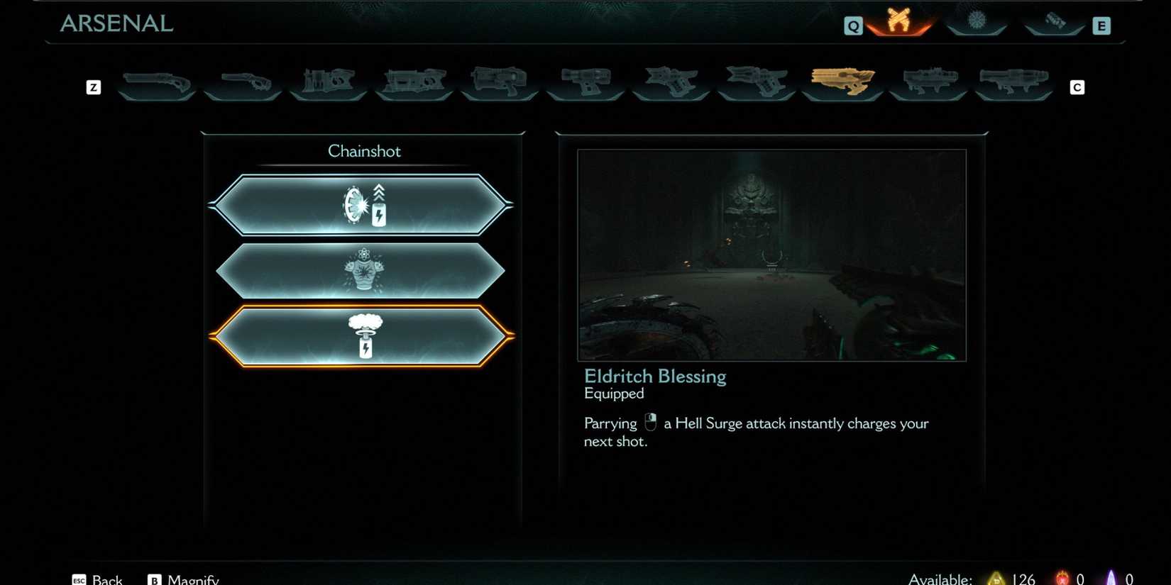 The Eldritch Blessing upgrade for the chainshot is by far one of the most powerful upgrades in Doom: The Dark Ages