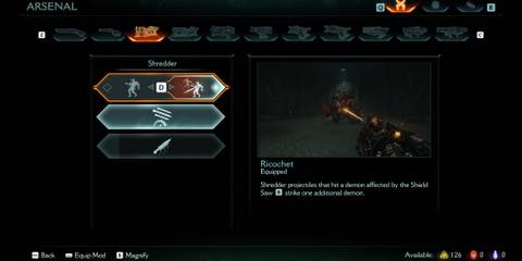 The ricochet upgrade for the Shredder is useful in clearing large swarms of fodder demons.