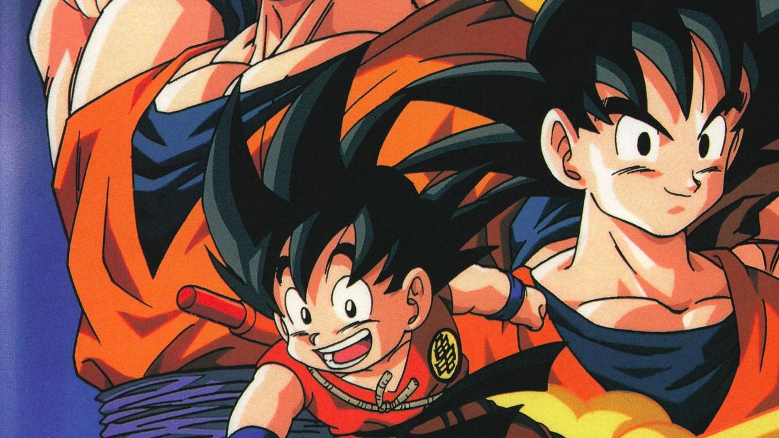 picture: goku as a kid and as an adult in promotional dragon ball poster.