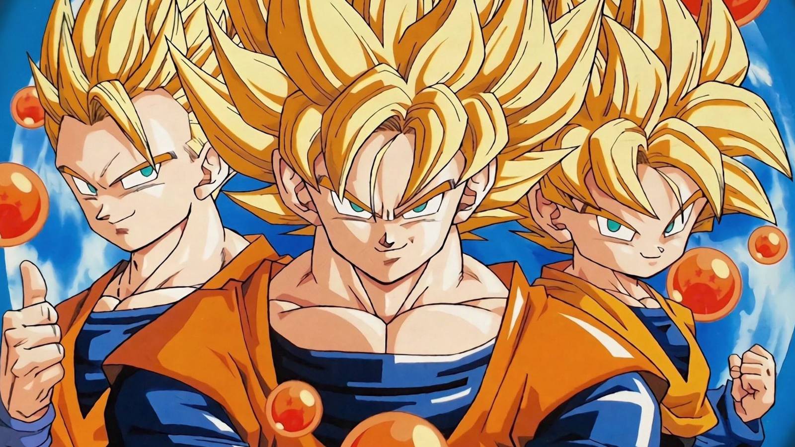 picture: ssj gohan, goku and goten in dragon ball z.