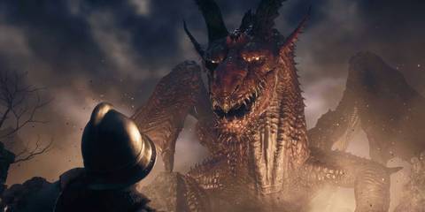 The Arisen encountering The Dragon in Dragon's Dogma 2