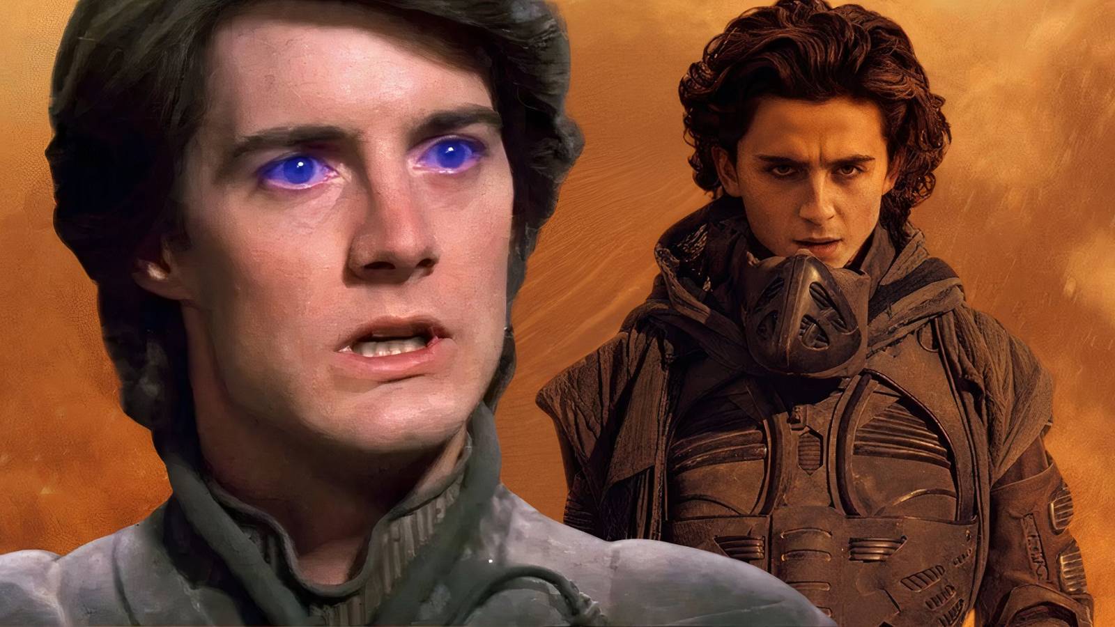 Kyle MacLachlan and Timothee Chalamet as Paul Atreides in Dune