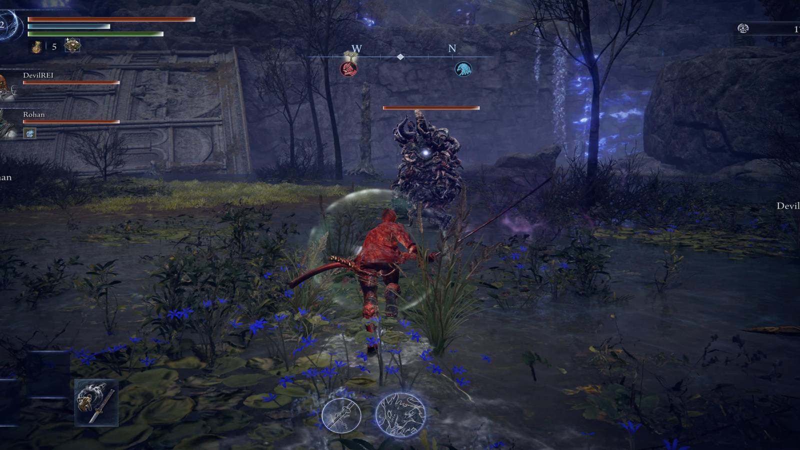 The Player Charging At An Enemy 
