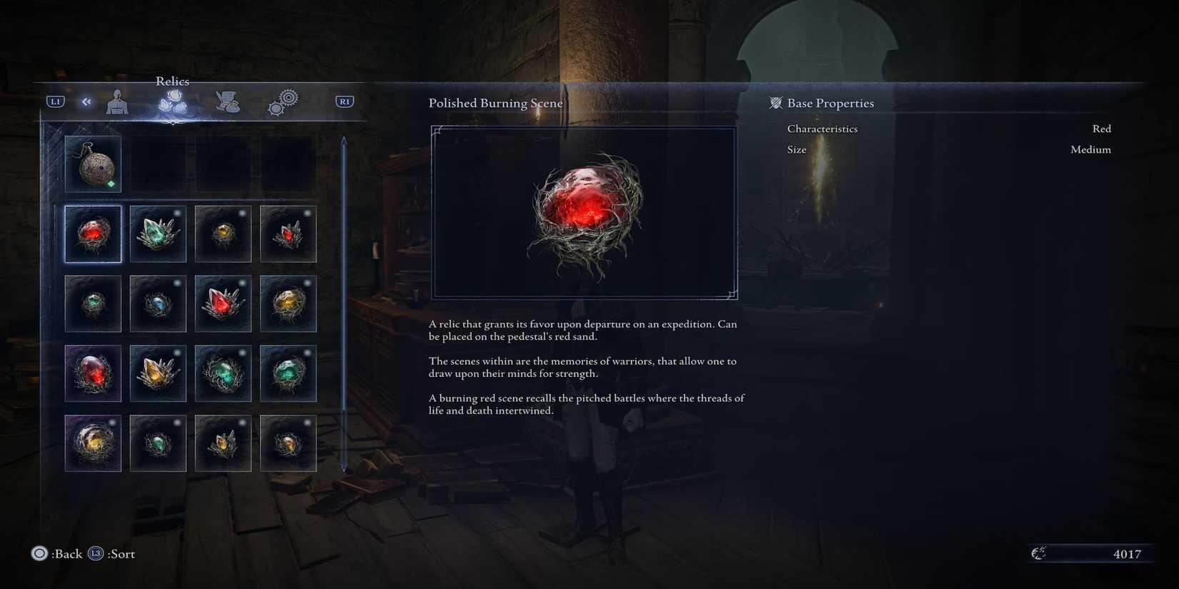 The Player Hovering Over A Medium Red Relic 
