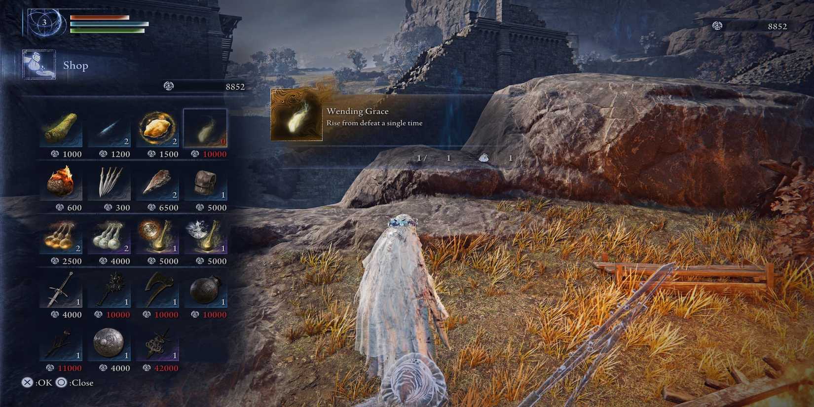 The Player Purchasing A Wending Grace