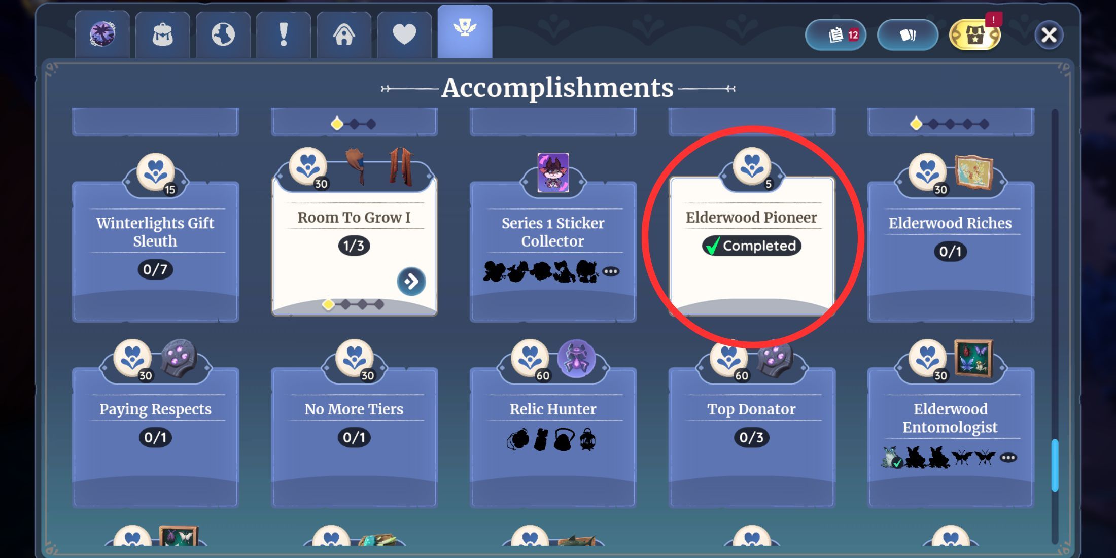 Eldwerwood Pioneer Accomplishment in Palia
