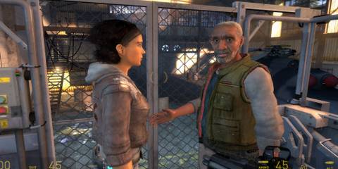 eli and alyx on an elevator