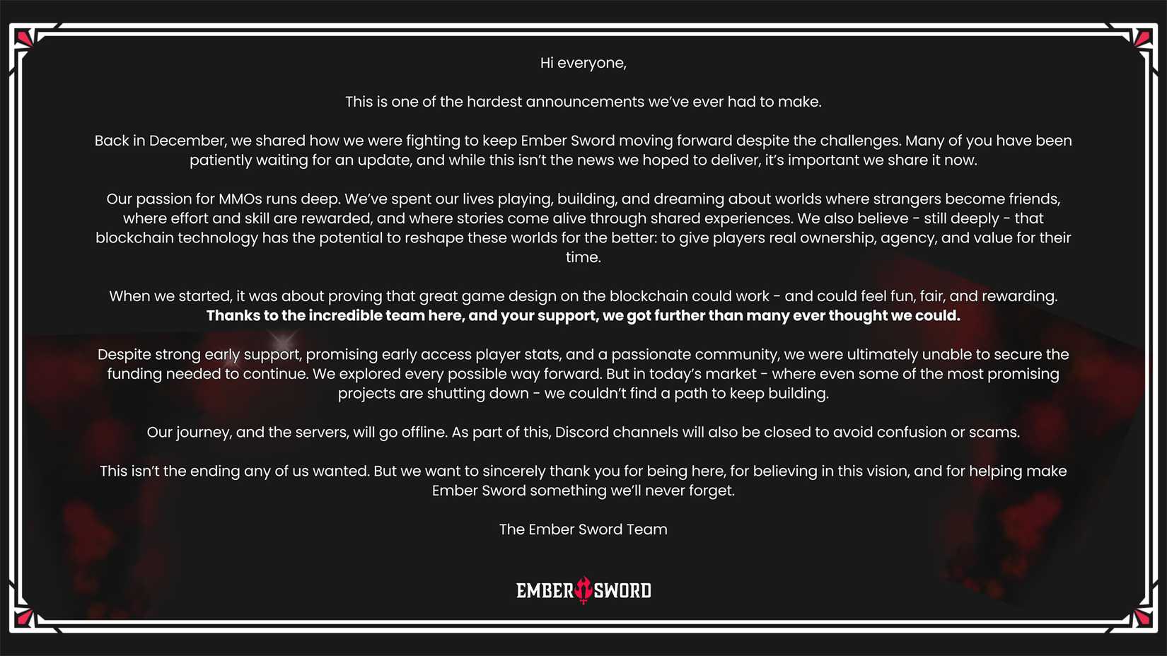 Ember Sword shutting down shutdown message 1440p screenshot