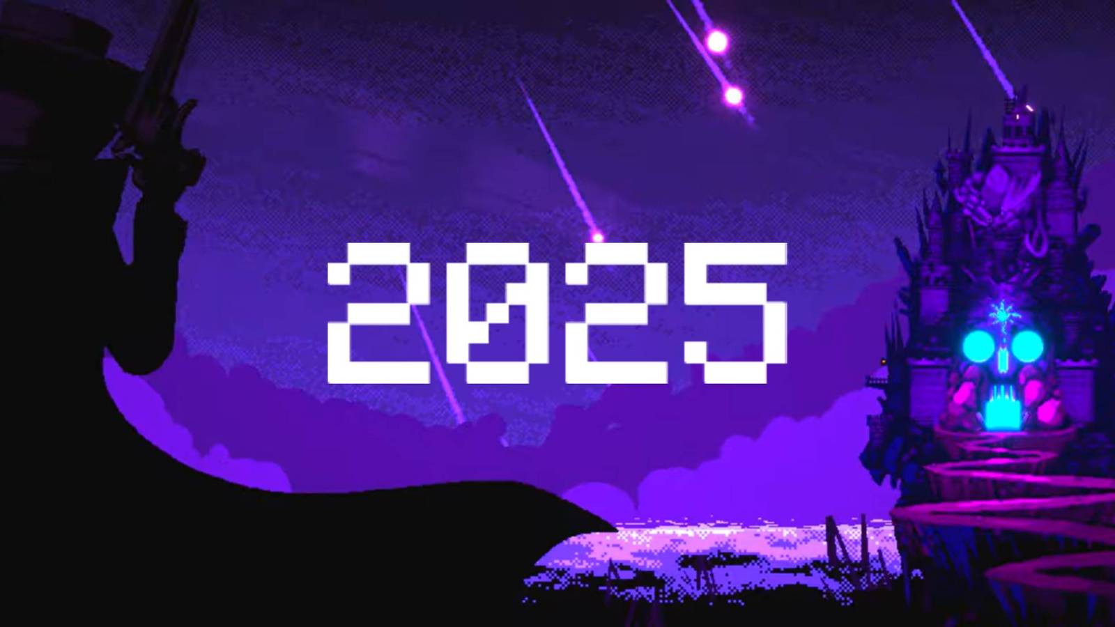 Enter the Gungeon title screen with 2025 in pixelated text