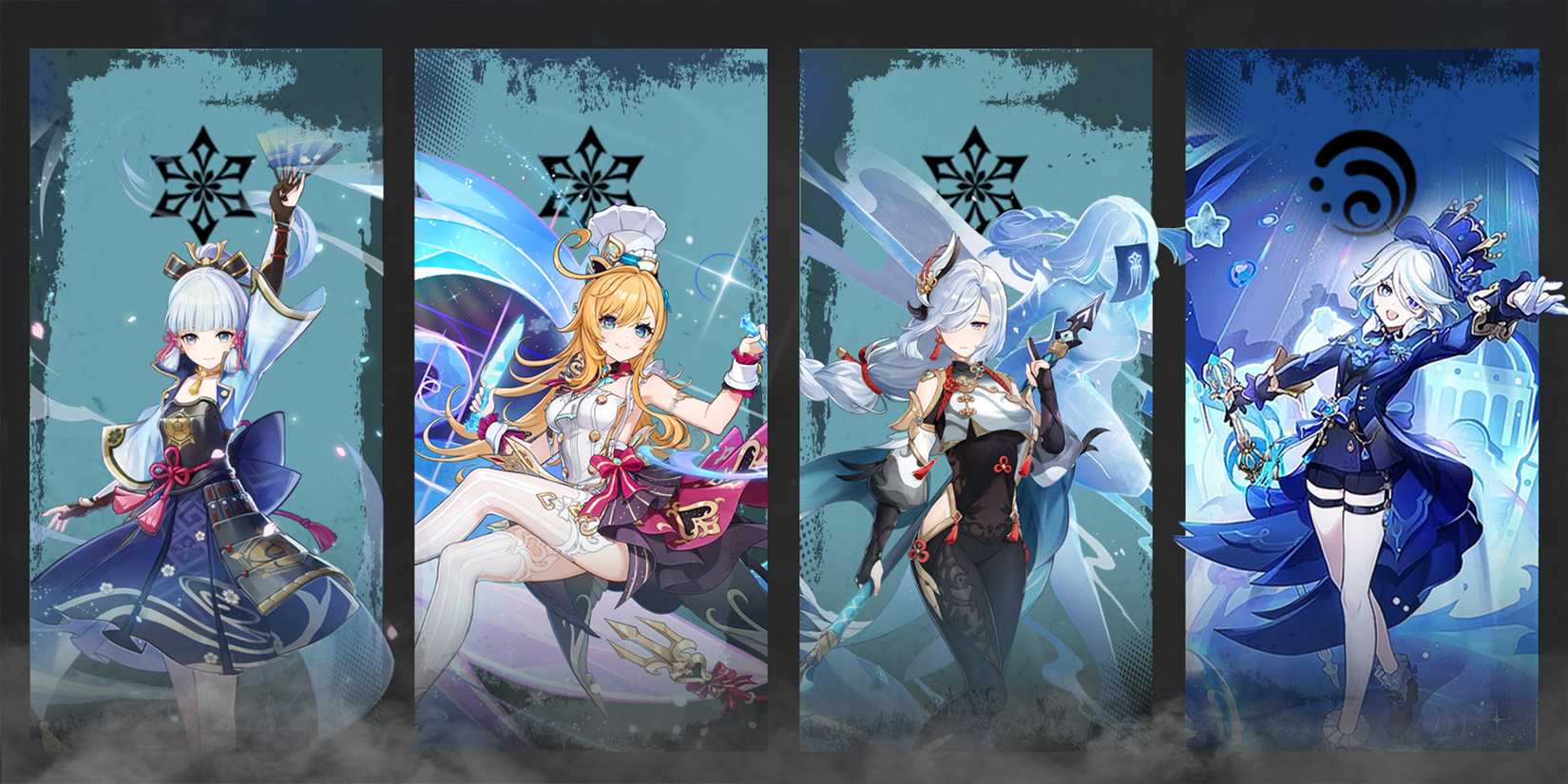 escoffier-shenhe-furina-and ayaka team composition in genshin impact