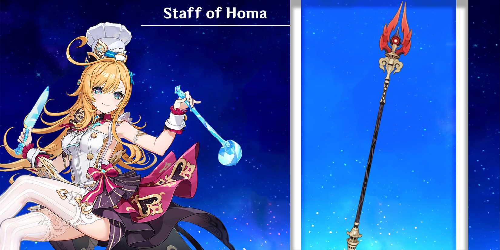 escoffier using staff of homa in genshin impact