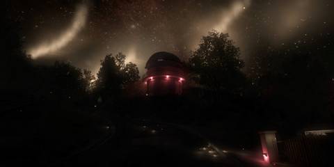 A starlit night shot of the observatory in Everybody's Gone To The Rapture