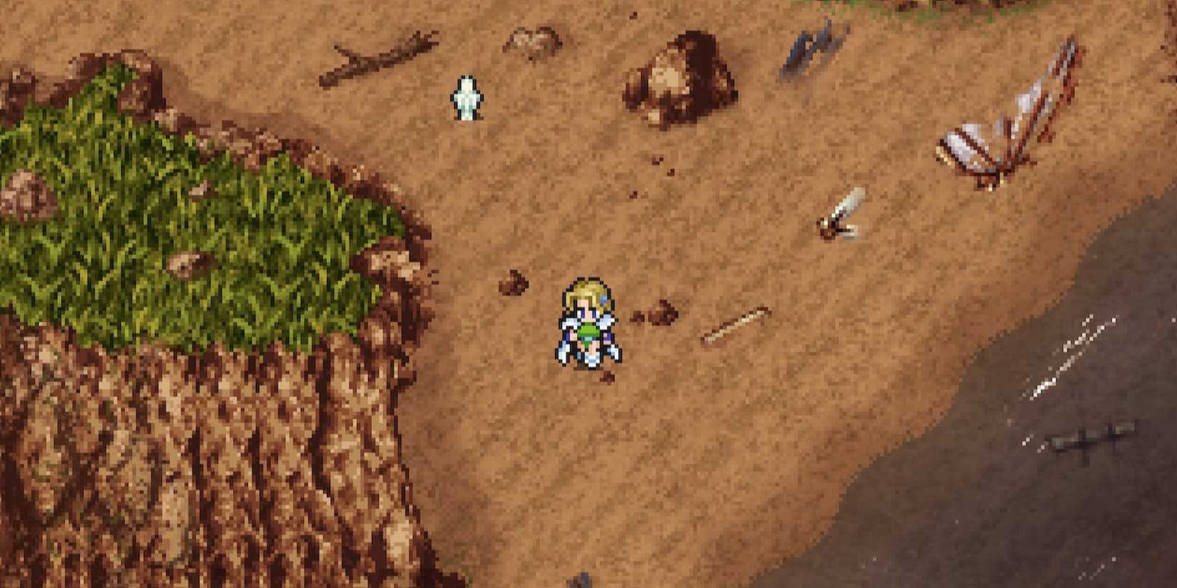 Exploring a beach in Final Fantasy 6