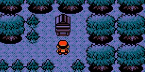 Exploring a forest at night in Pokemon Gold