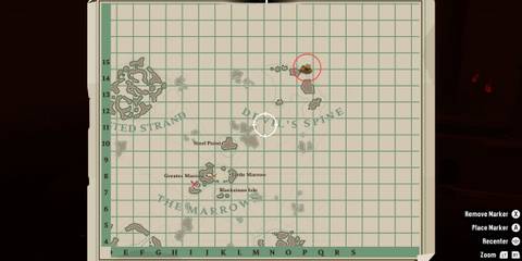 Eyes Flag map location in Dredge