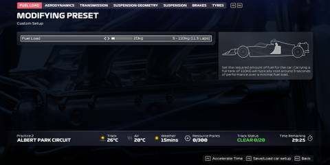 F1 25 Car Setup Fuel Load