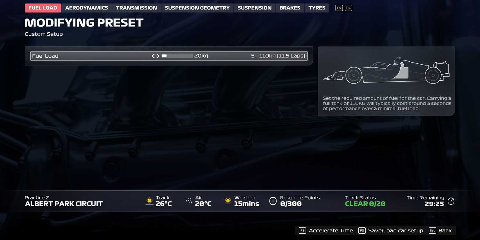 F1 25 Car Setup Fuel Load