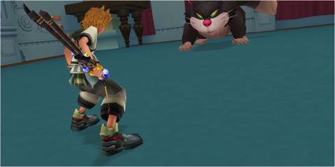 Facing a boss as Ventus in Kingdom Hearts Birth By Sleep