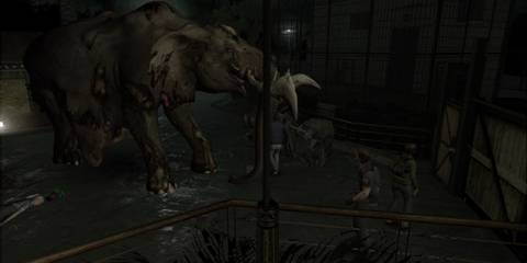 Facing a zombie elephant in Resident Evil Outbreak