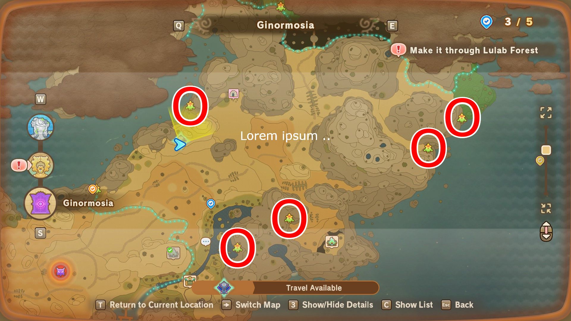 Fantasy Life and Girl who steals the time in the east Dridge Location Leaf Map