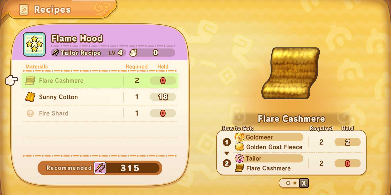 fantasy-life-i-the-girl-who-steals-time-how-get-make-craft-flame-hood-where-find - flame hood crafting recipe