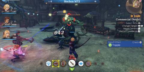 Fighting a battle in Xenoblade Chronicles