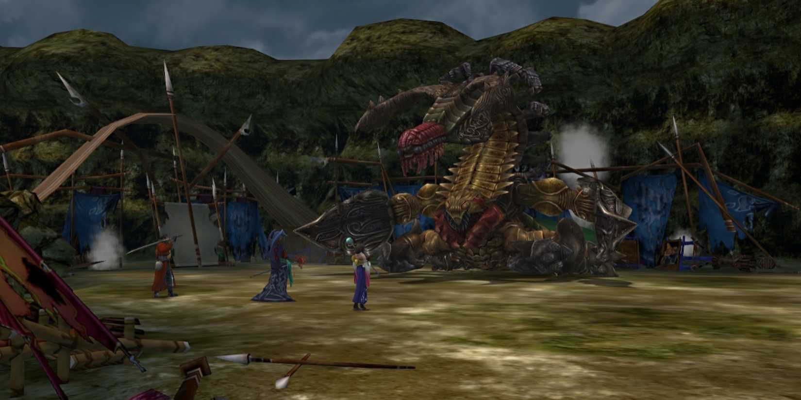 Fighting a battle with Seymour in Final Fantasy 10