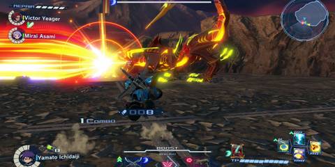 Fighting a boss in Megaton Musashi