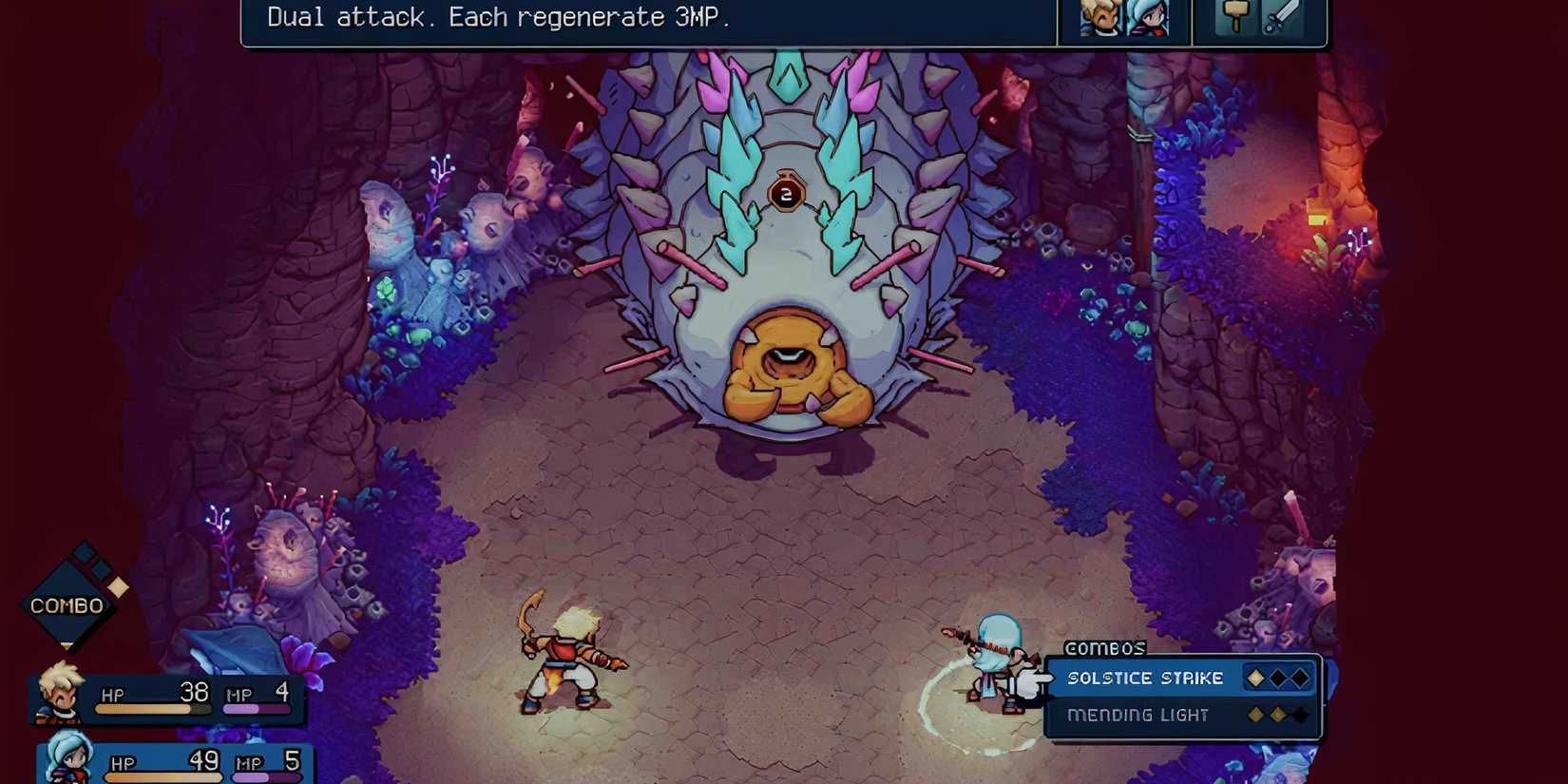 Fighting a boss with a combo in Sea Of Stars