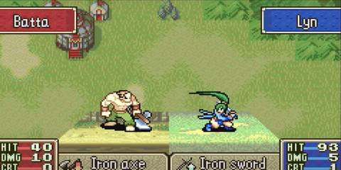 Fighting an enemy in Fire Emblem The Blazing Blade